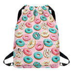 Cute Donut Pattern Print Drawstring Backpack