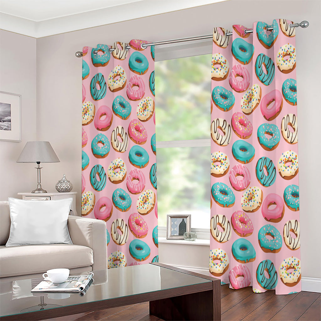 Cute Donut Pattern Print Extra Wide Grommet Curtains