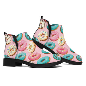 Cute Donut Pattern Print Flat Ankle Boots