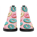 Cute Donut Pattern Print Flat Ankle Boots