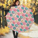 Cute Donut Pattern Print Foldable Umbrella