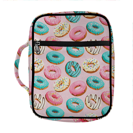 Cute Donut Pattern Print Front Pocket Bible Bag
