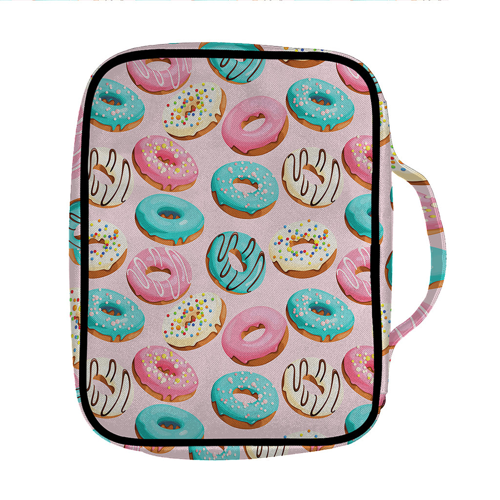 Cute Donut Pattern Print Front Pocket Bible Bag