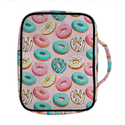 Cute Donut Pattern Print Front Pocket Bible Bag