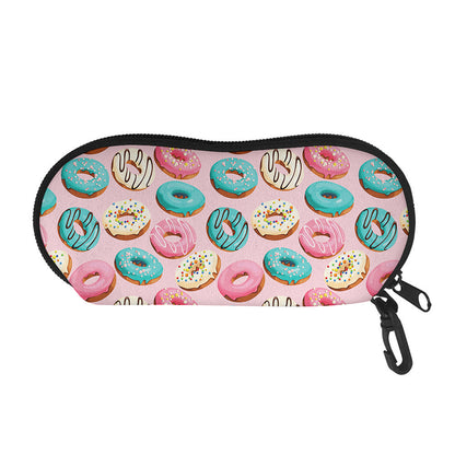 Cute Donut Pattern Print Glasses Case