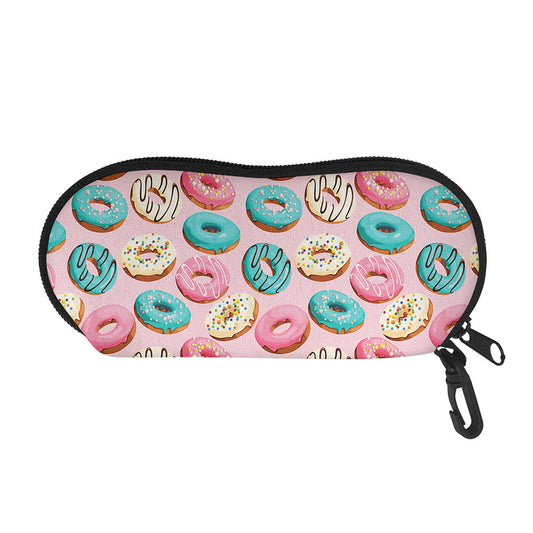 Cute Donut Pattern Print Glasses Case
