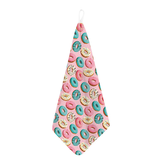 Cute Donut Pattern Print Hand Towel