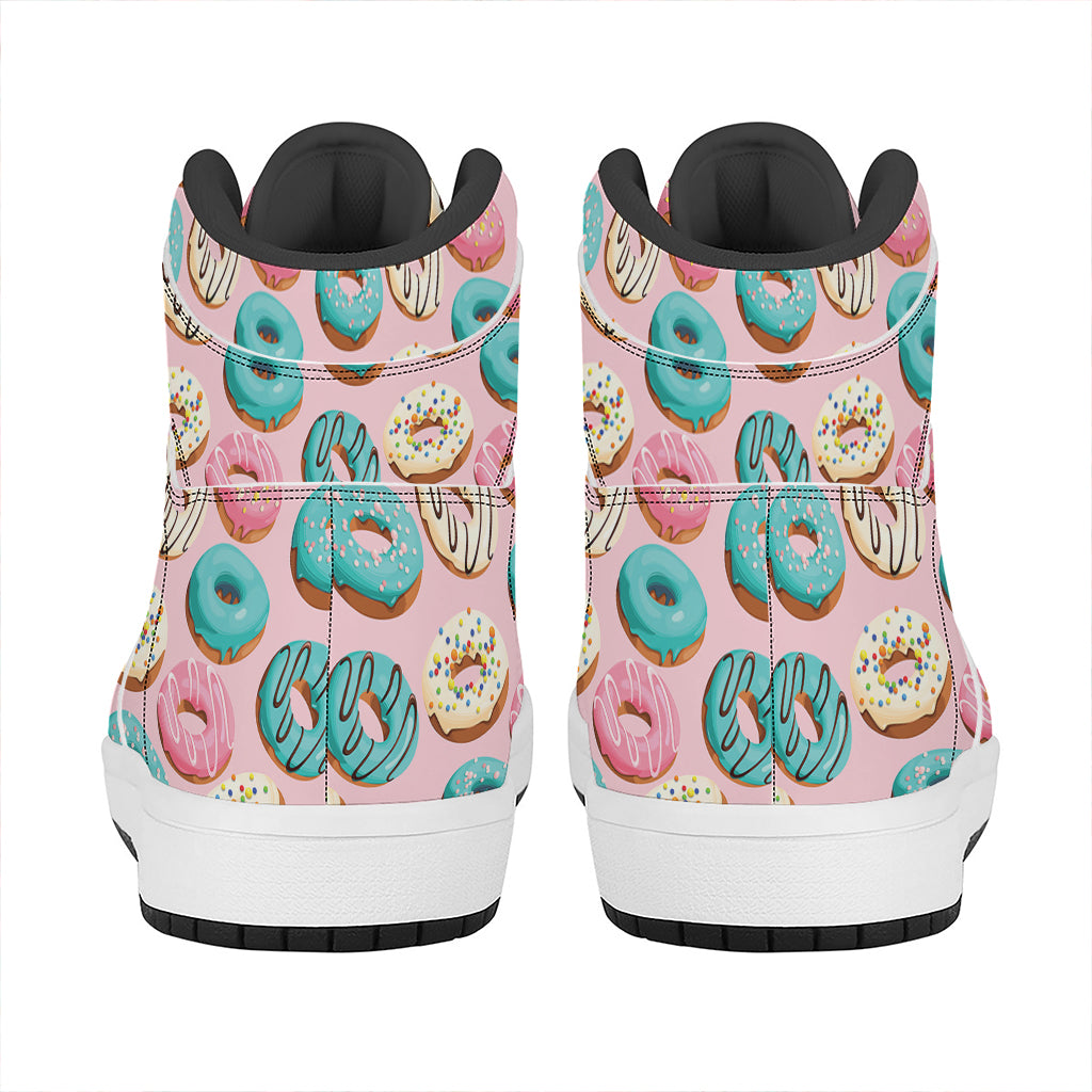 Cute Donut Pattern Print High Top Leather Sneakers