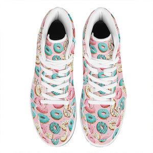 Cute Donut Pattern Print High Top Leather Sneakers