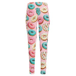 Cute Donut Pattern Print High-Waisted Pocket Leggings