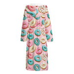 Cute Donut Pattern Print Hooded Bathrobe