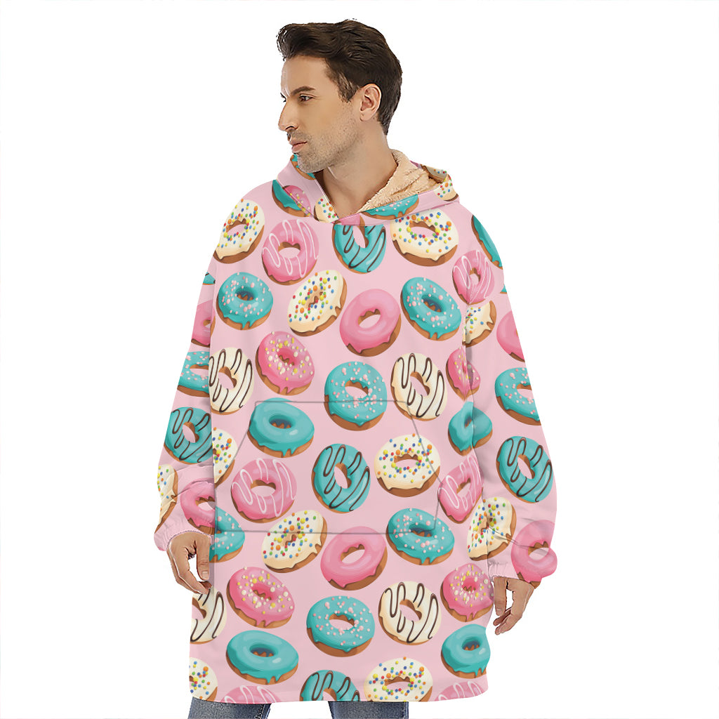 Cute Donut Pattern Print Hoodie Blanket