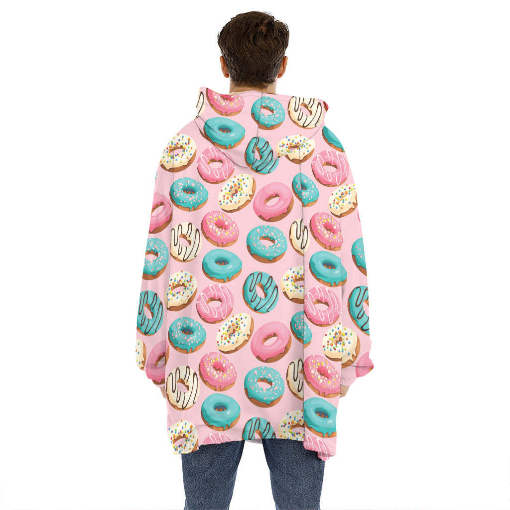 Cute Donut Pattern Print Hoodie Blanket