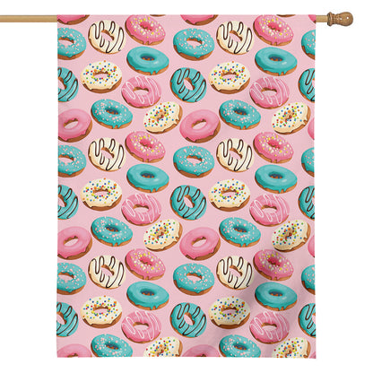 Cute Donut Pattern Print House Flag