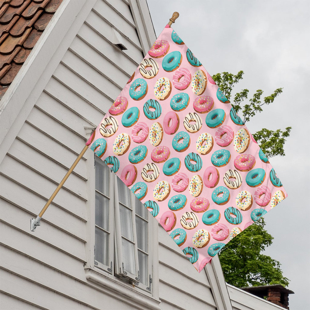 Cute Donut Pattern Print House Flag