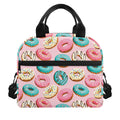 Cute Donut Pattern Print Insulated Lunch Bag