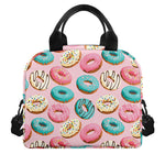 Cute Donut Pattern Print Insulated Lunch Bag