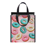 Cute Donut Pattern Print Insulated Lunch Tote