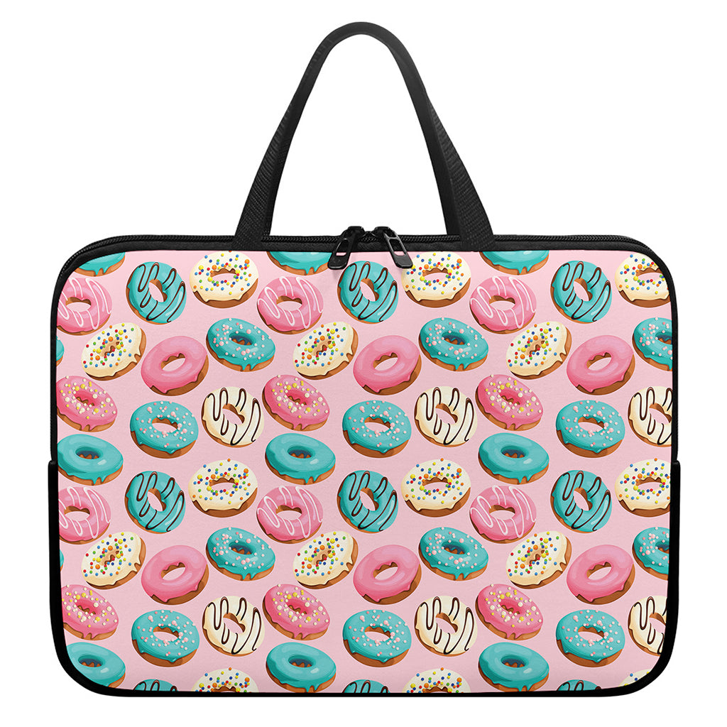 Cute Donut Pattern Print Laptop Sleeve With Handle