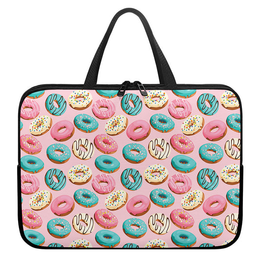 Cute Donut Pattern Print Laptop Sleeve With Handle