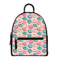 Cute Donut Pattern Print Leather Backpack