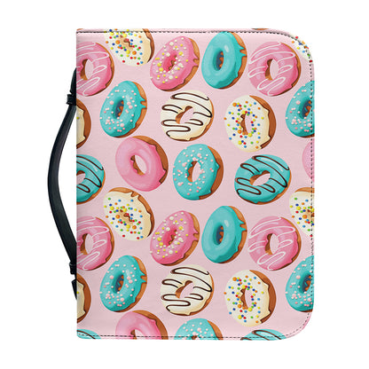 Cute Donut Pattern Print Leather Bible Cover