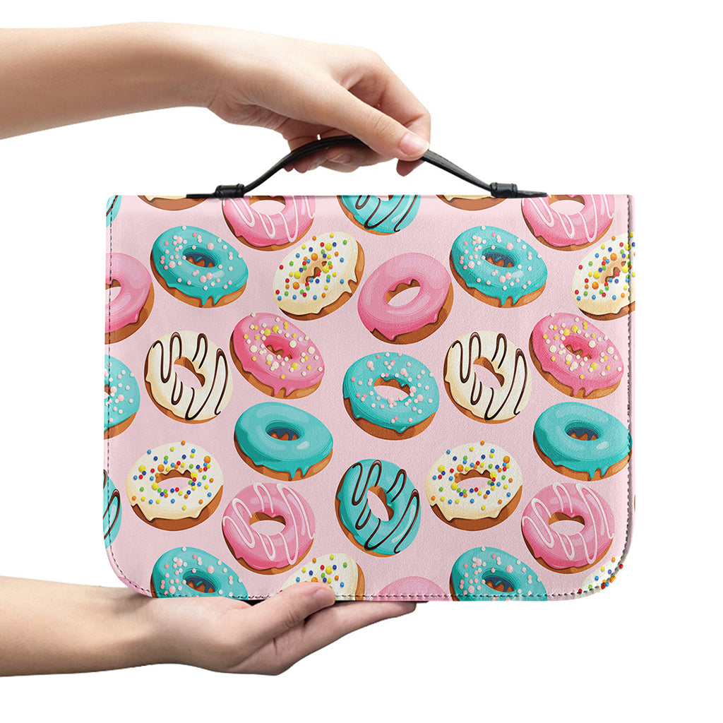 Cute Donut Pattern Print Leather Bible Cover