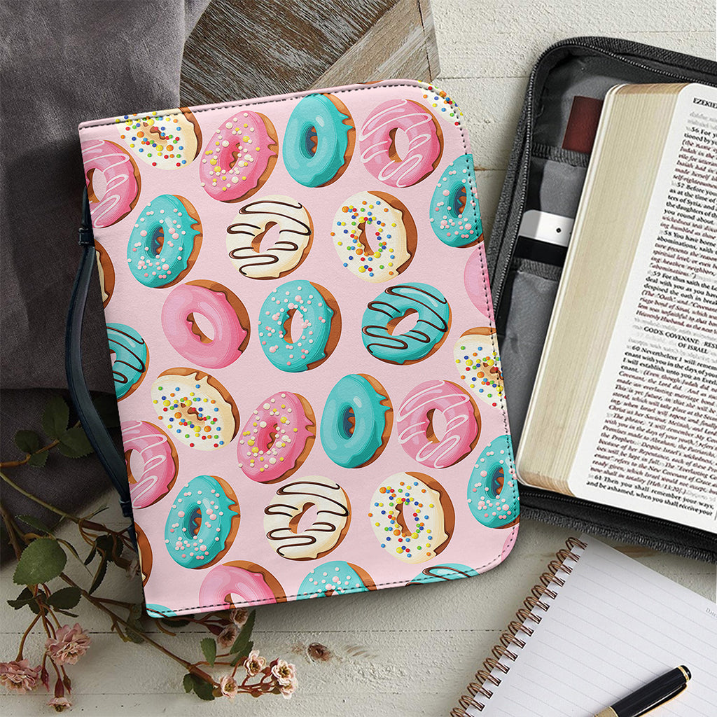 Cute Donut Pattern Print Leather Bible Cover