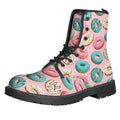 Cute Donut Pattern Print Lace-Up Boots