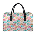 Cute Donut Pattern Print Leather Duffel Bag