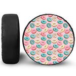 Cute Donut Pattern Print Leather Spare Tire Cover