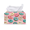 Cute Donut Pattern Print Leather Tissue Box Cover