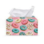 Cute Donut Pattern Print Leather Tissue Box Cover