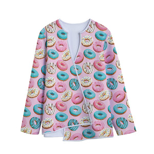 Cute Donut Pattern Print Long Sleeve Short Coat