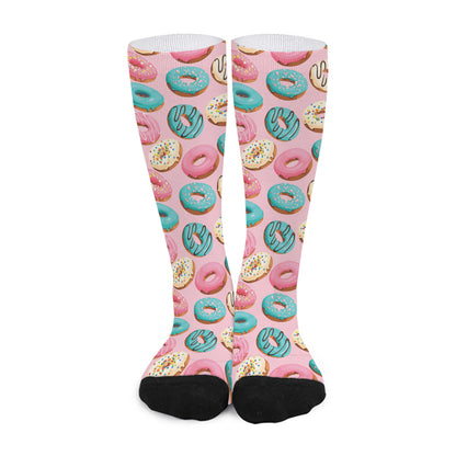 Cute Donut Pattern Print Long Socks
