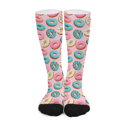 Cute Donut Pattern Print Long Socks