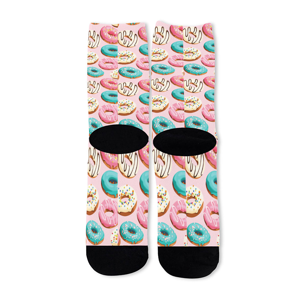 Cute Donut Pattern Print Long Socks