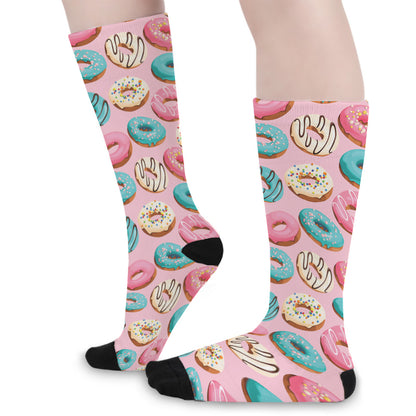 Cute Donut Pattern Print Long Socks