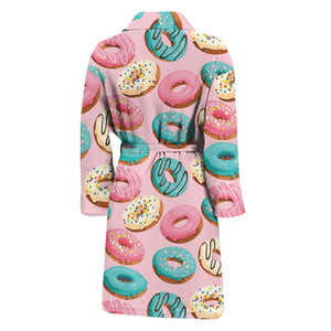 Cute Donut Pattern Print Men's Bathrobe