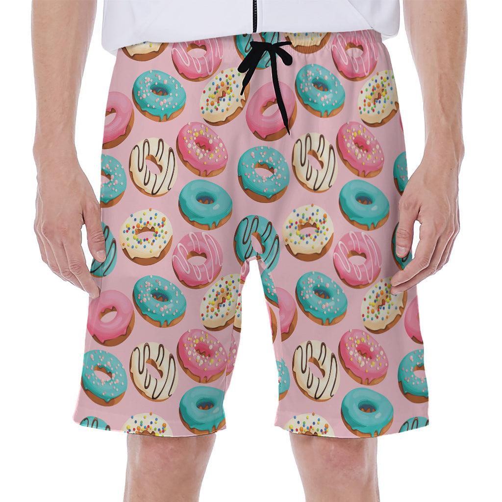 Cute Donut Pattern Print Men's Beach Shorts