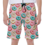 Cute Donut Pattern Print Men's Beach Shorts