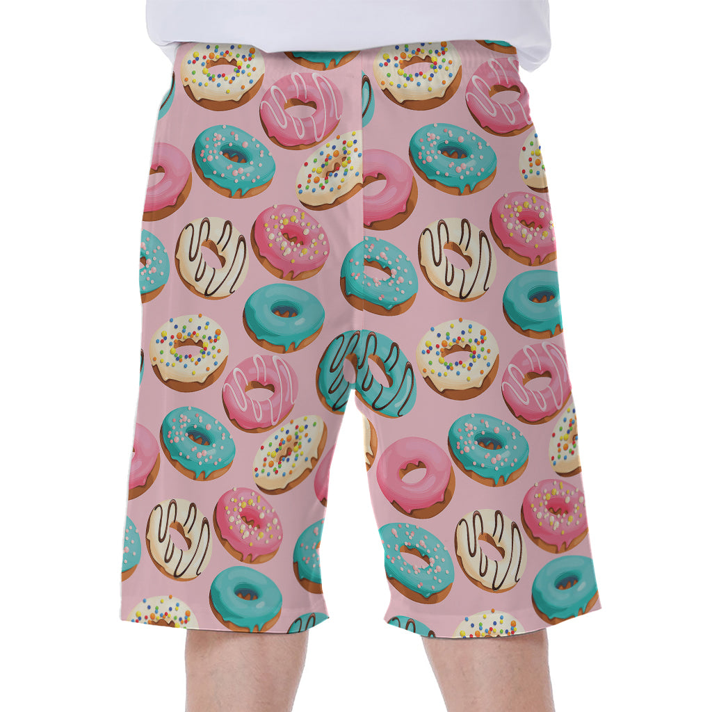 Cute Donut Pattern Print Men's Beach Shorts