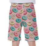 Cute Donut Pattern Print Men's Beach Shorts