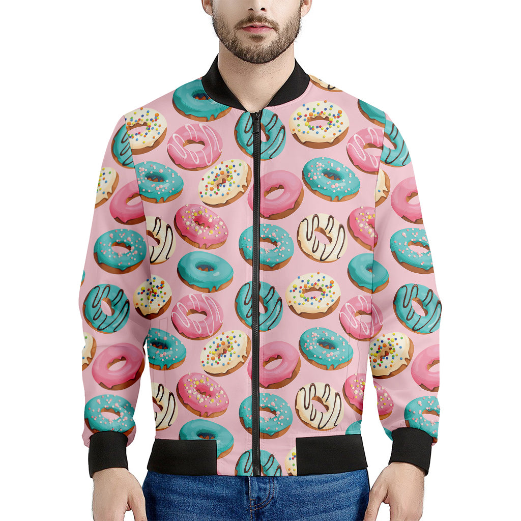 Cute Donut Pattern Print Men's Bomber Jacket