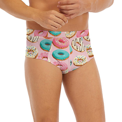 Cute Donut Pattern Print Men's Briefs