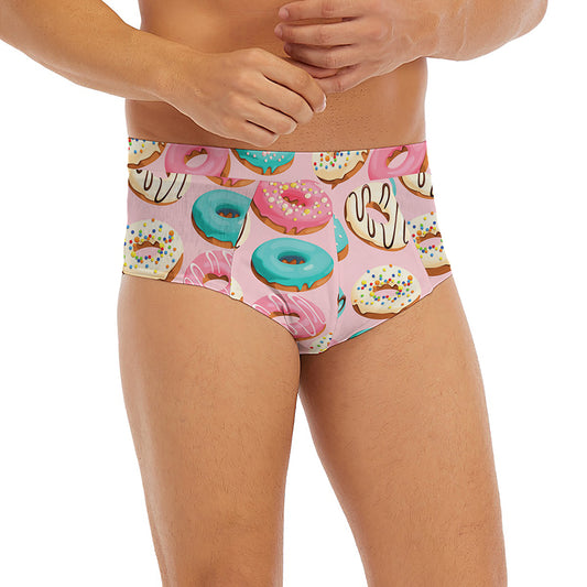 Cute Donut Pattern Print Men's Briefs