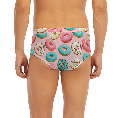 Cute Donut Pattern Print Men's Briefs