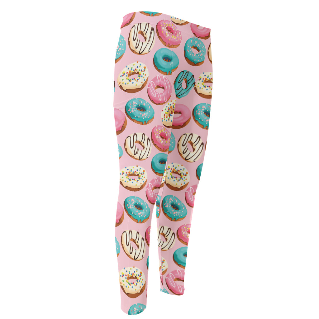 Cute Donut Pattern Print Men's Compression Pants