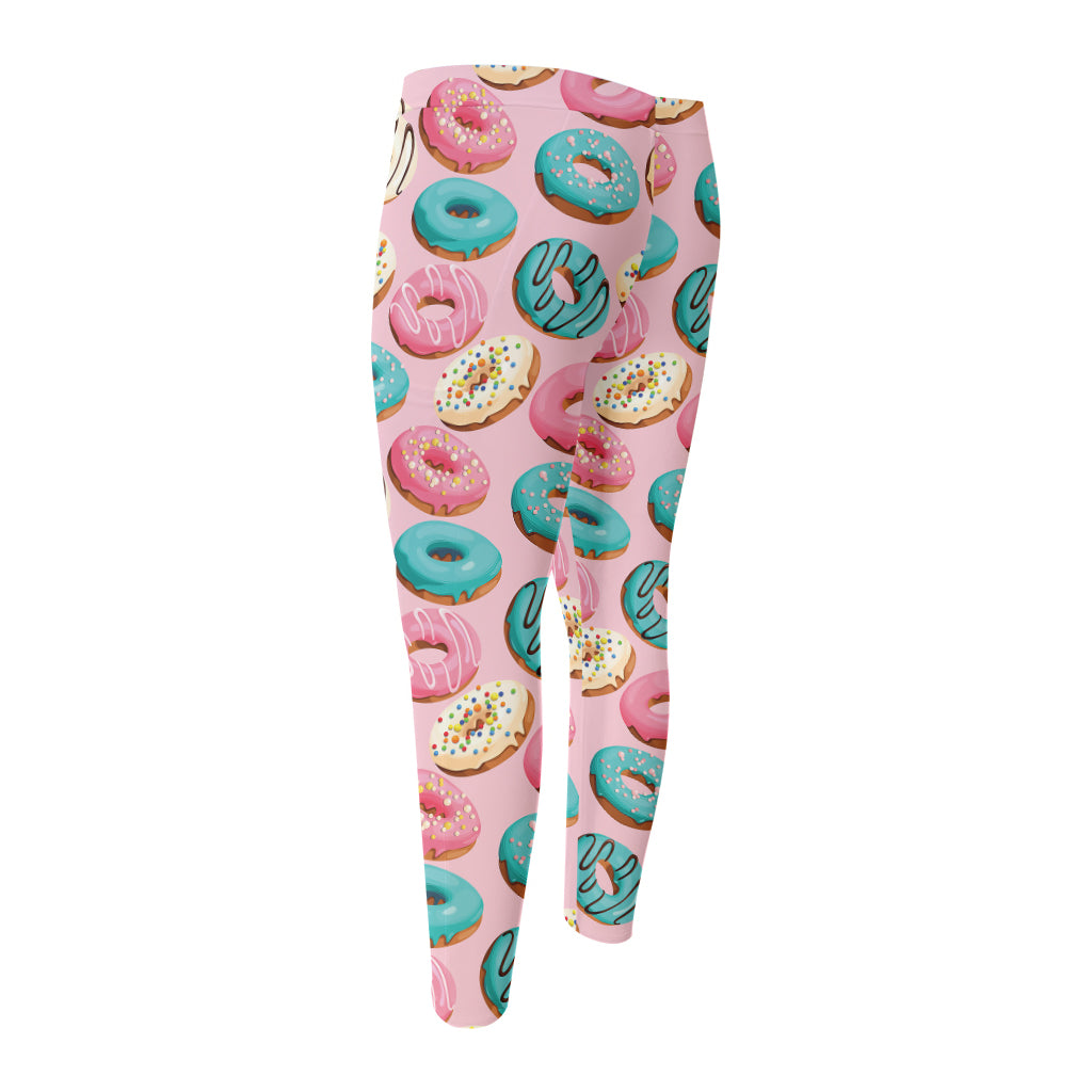 Cute Donut Pattern Print Men's Compression Pants