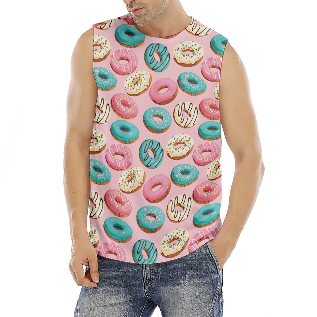 Cute Donut Pattern Print Men's Fitness Tank Top